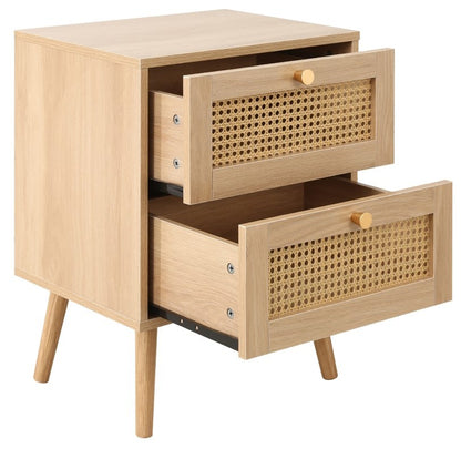 Birlea Croxley Oak 2 Drawer Rattan Bedside