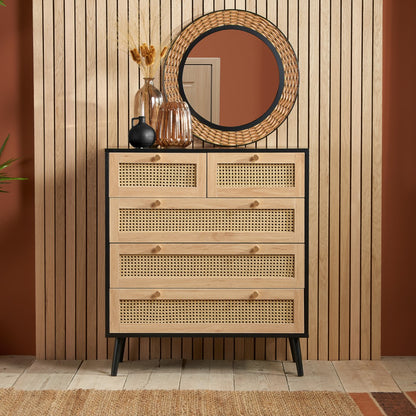 Birlea Croxley Black 5 Drawer Rattan Chest