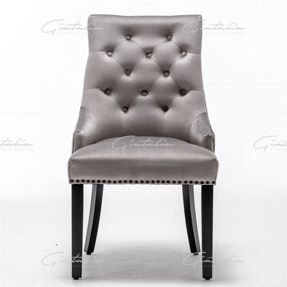 Cambridge Round Grey Velvet Knocker Chair - Shadow Edition