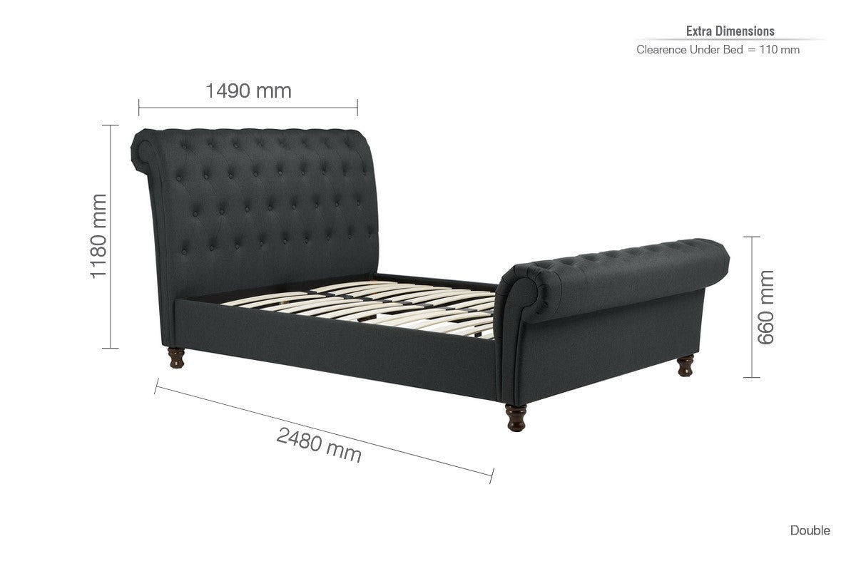 Birlea Castello 4ft6 Double Charcoal Fabric Bed Frame