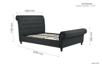 Birlea Castello 6ft Super Kingsize Charcoal Fabric Bed Frame