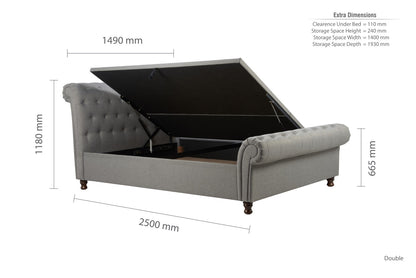 Birlea Castello 4ft6 Double Grey Fabric Ottoman Bed Frame