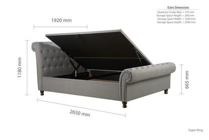 Birlea Castello 6ft Super Kingsize Grey Fabric Ottoman Bed Frame