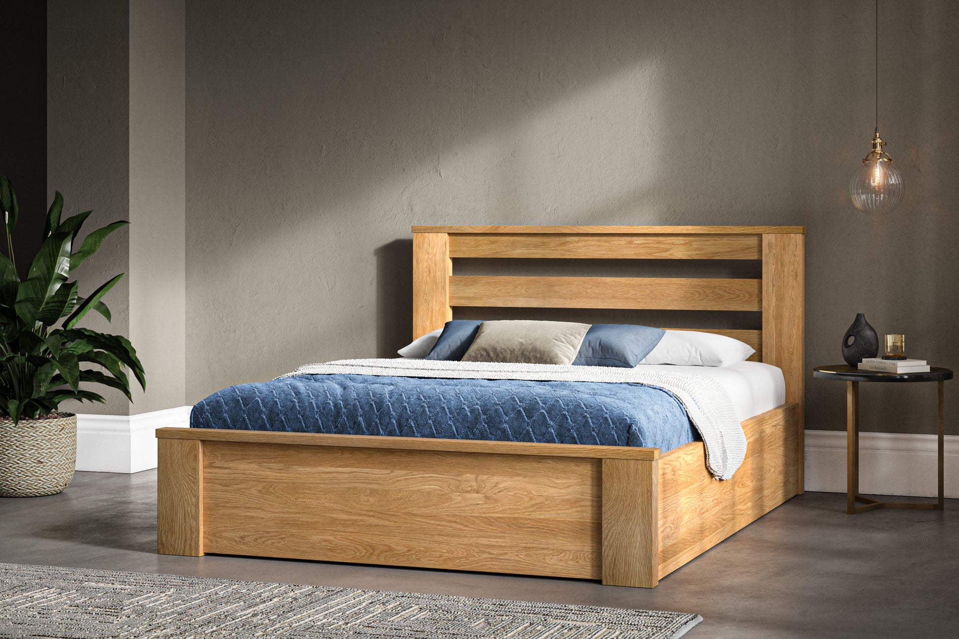 Emporia Charnwood Double Solid Oak Ottoman Bed Frame