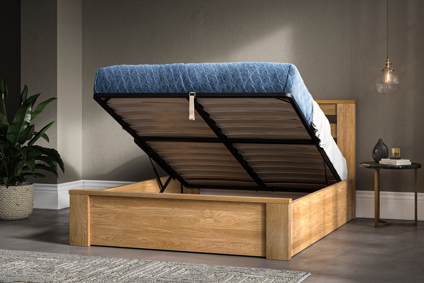 Emporia Charnwood Double Solid Oak Ottoman Bed Frame