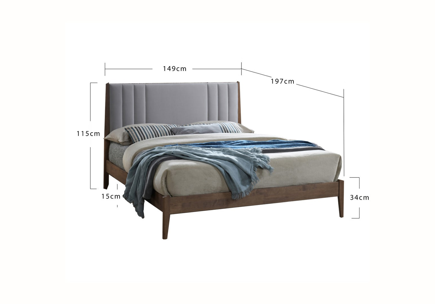 Time Living Cheslyn 4ft6 Double Dark Grey Fabric Bed Frame