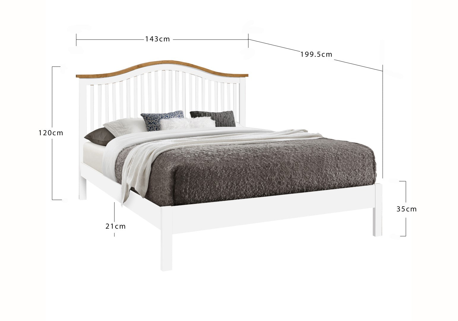 Time Living Chester 4ft6 Double White Wood Bed Frame