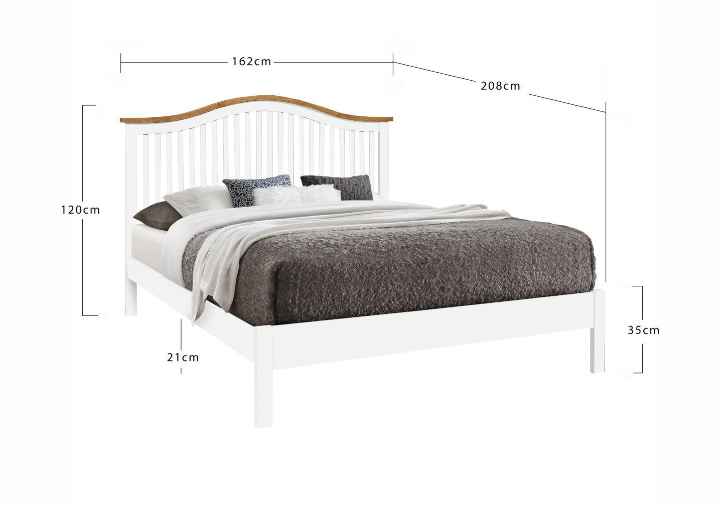 Time Living Chester 5ft Kingsize White Wood Bed Frame