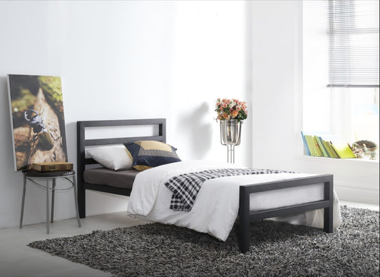 Time Living City Block 3ft Single Charcoal Black Metal Bed Frame