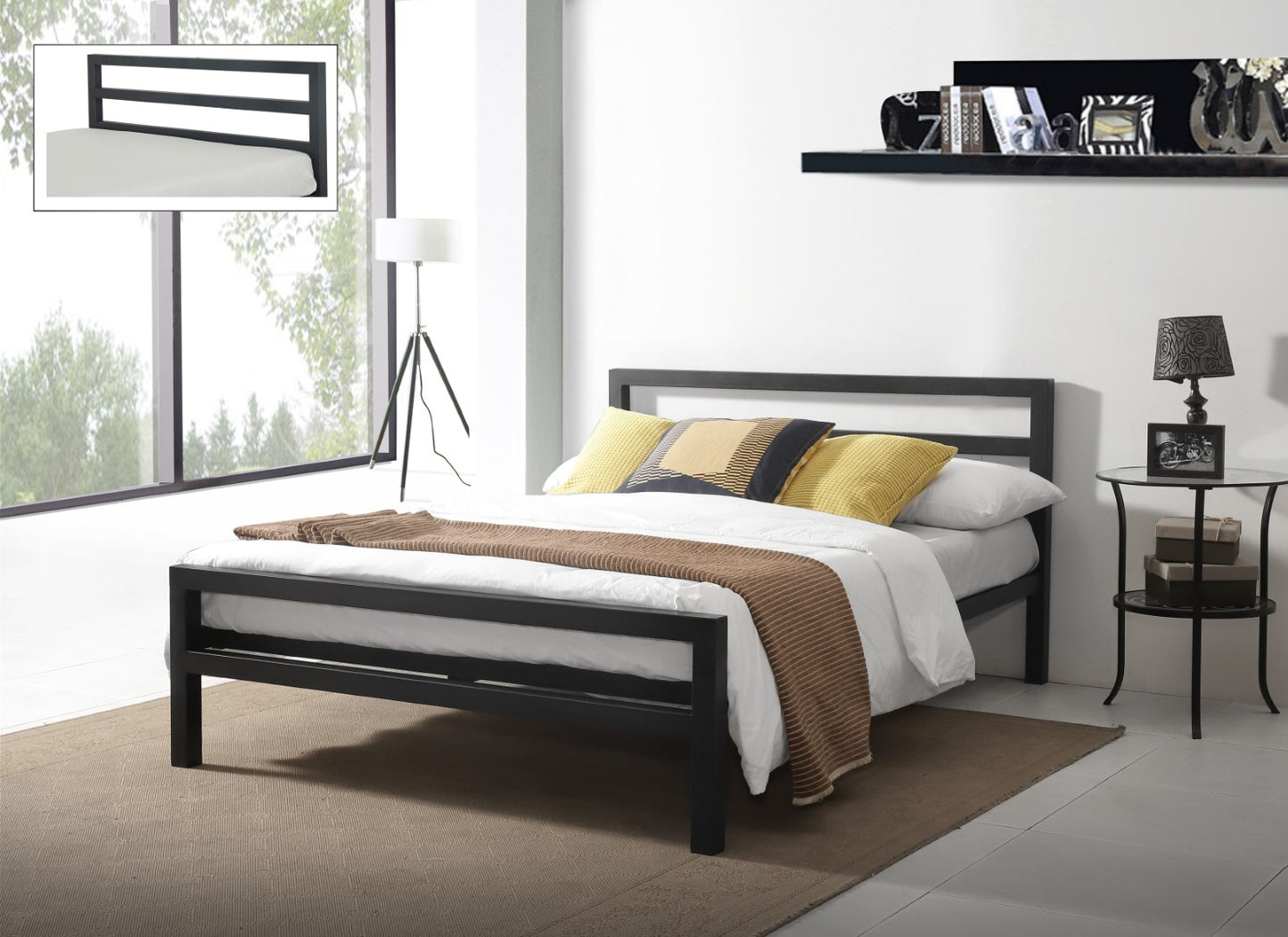 Time Living City Block 4ft Small Double Charcoal Black Metal Bed Frame