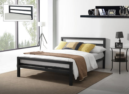 Time Living City Block 4ft Small Double Charcoal Black Metal Bed Frame