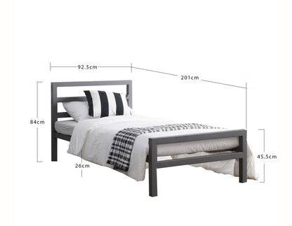 Time Living City Block 3ft Single Grey Metal Bed Frame