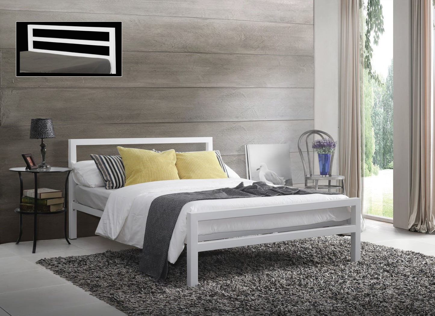 Time Living City Block 3ft Single White Metal Bed Frame