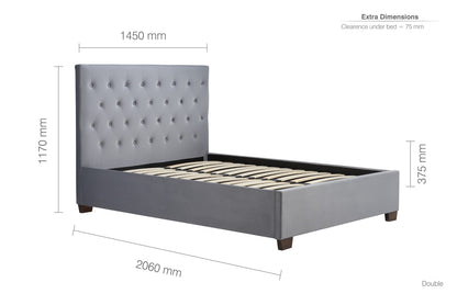 Birlea Cologne 4ft6 Double Grey Velvet Fabric Bed Frame