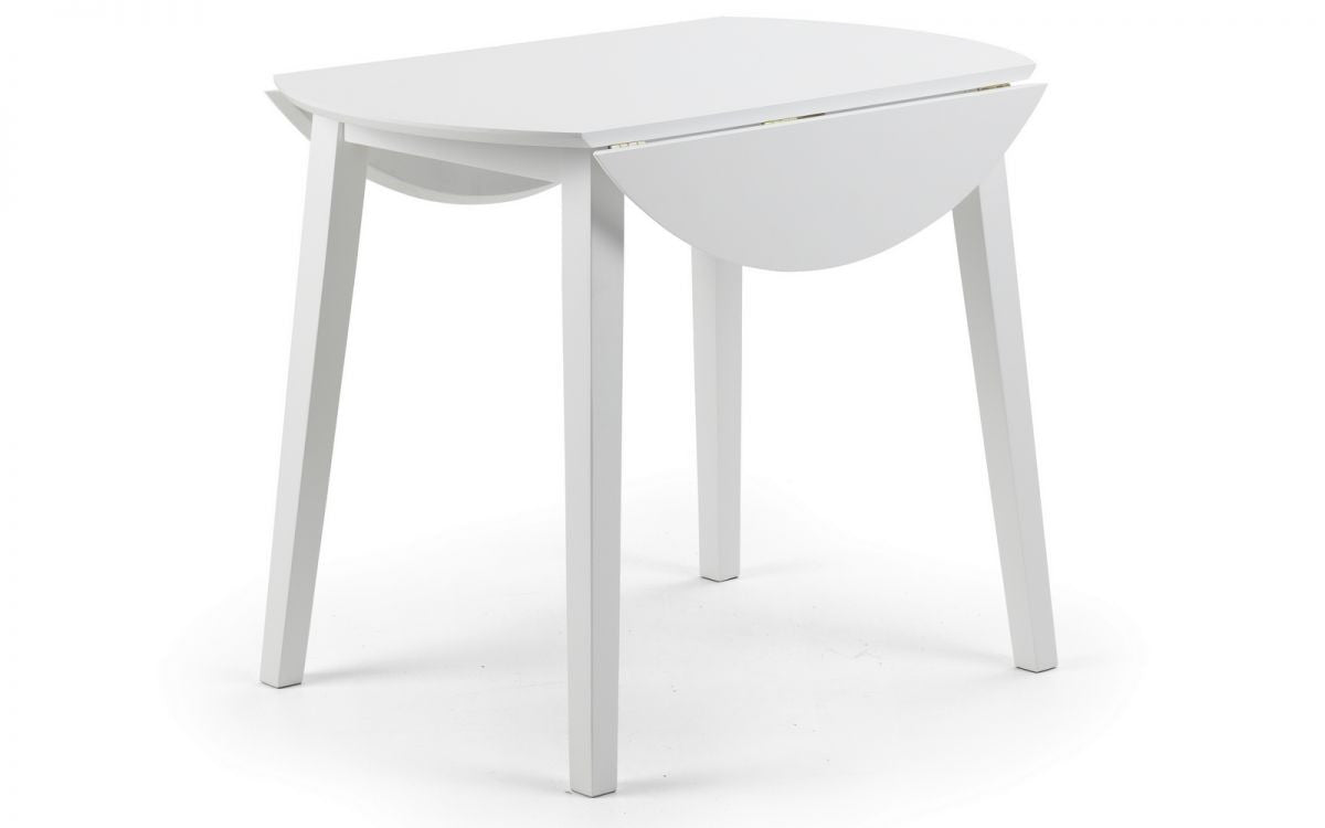 Compact 2–4 seater white dropleaf dining table by Julian Bowen