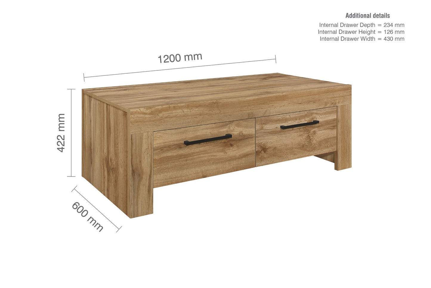 Birlea Compton Oak 4 Drawer Coffee Table