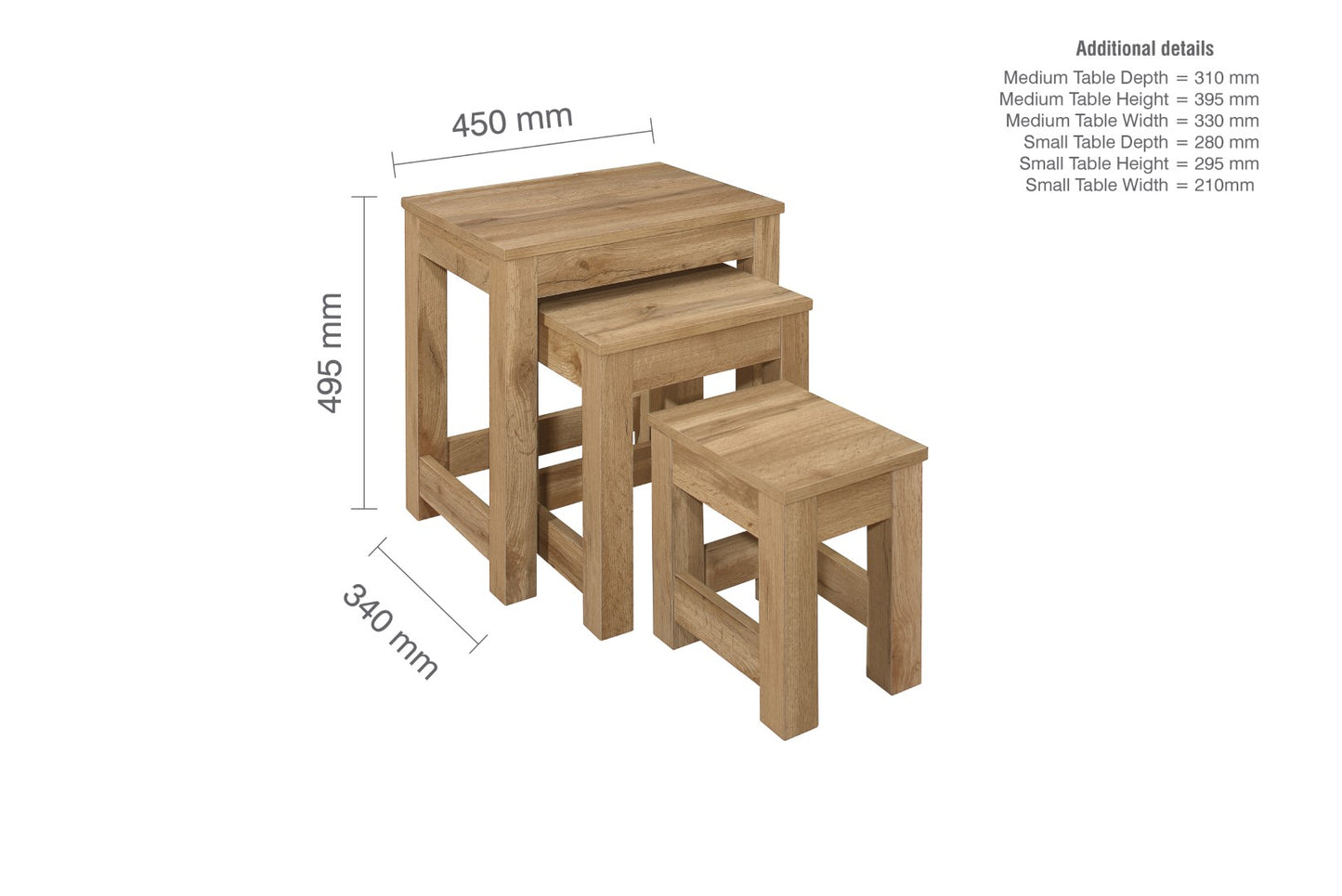 Birlea Compton Oak Nest Of Tables