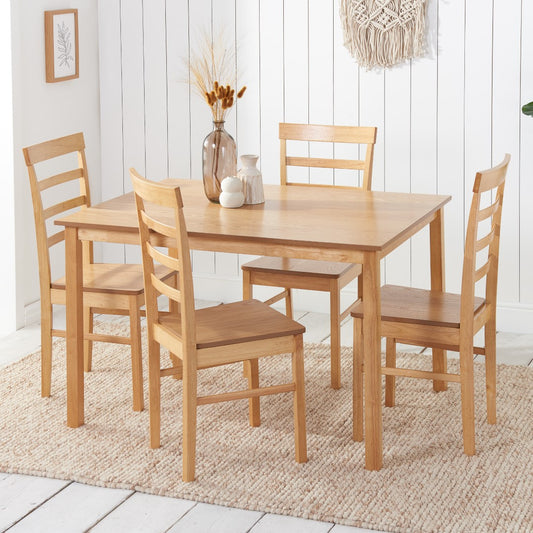 Birlea Cottesmore Oak Rectangle Dining Set With 4 Upton Chairs