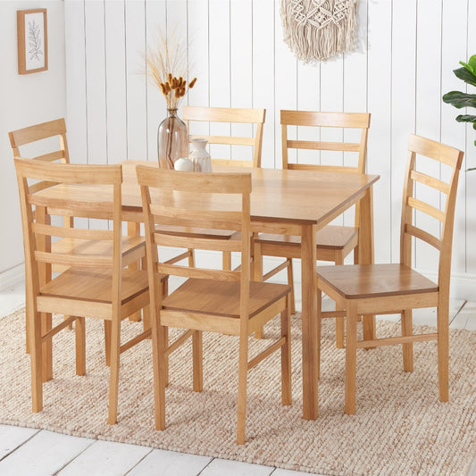 Birlea Cottesmore Oak Rectangle Dining Set With 6 Upton Chairs