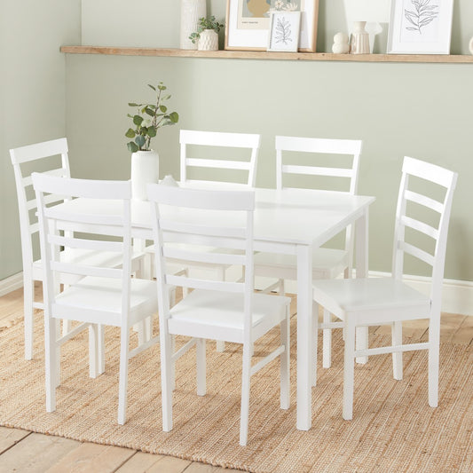 Birlea Cottesmore White Rectangle Dining Set With 6 Upton Chairs