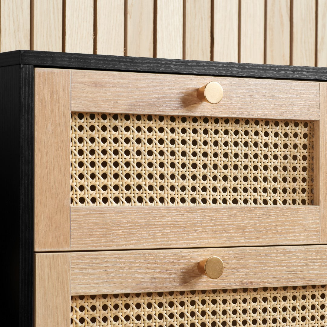 Birlea Croxley Black 5 Drawer Rattan Chest