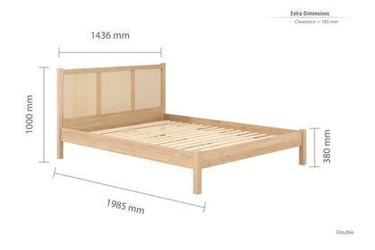 Birlea Croxley 4ft6 Double Oak & Rattan Bed Frame