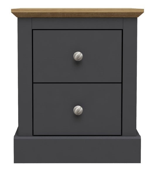 LPD Devon Charcoal 2 Drawer Bedside Cabinet