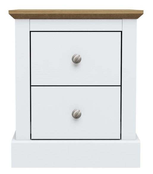 LPD Devon White 2 Drawer Bedside Cabinet
