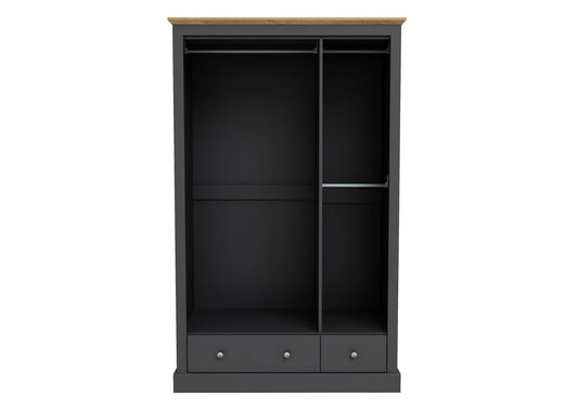 LPD Devon Charcoal 3 Door 2 Drawer Wardrobe