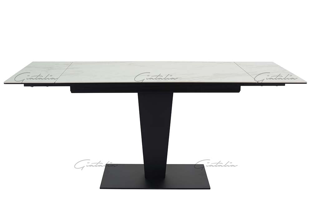 Giatalia Valentina 120cm-180cm Extending White Ceramic Dining Table with black base