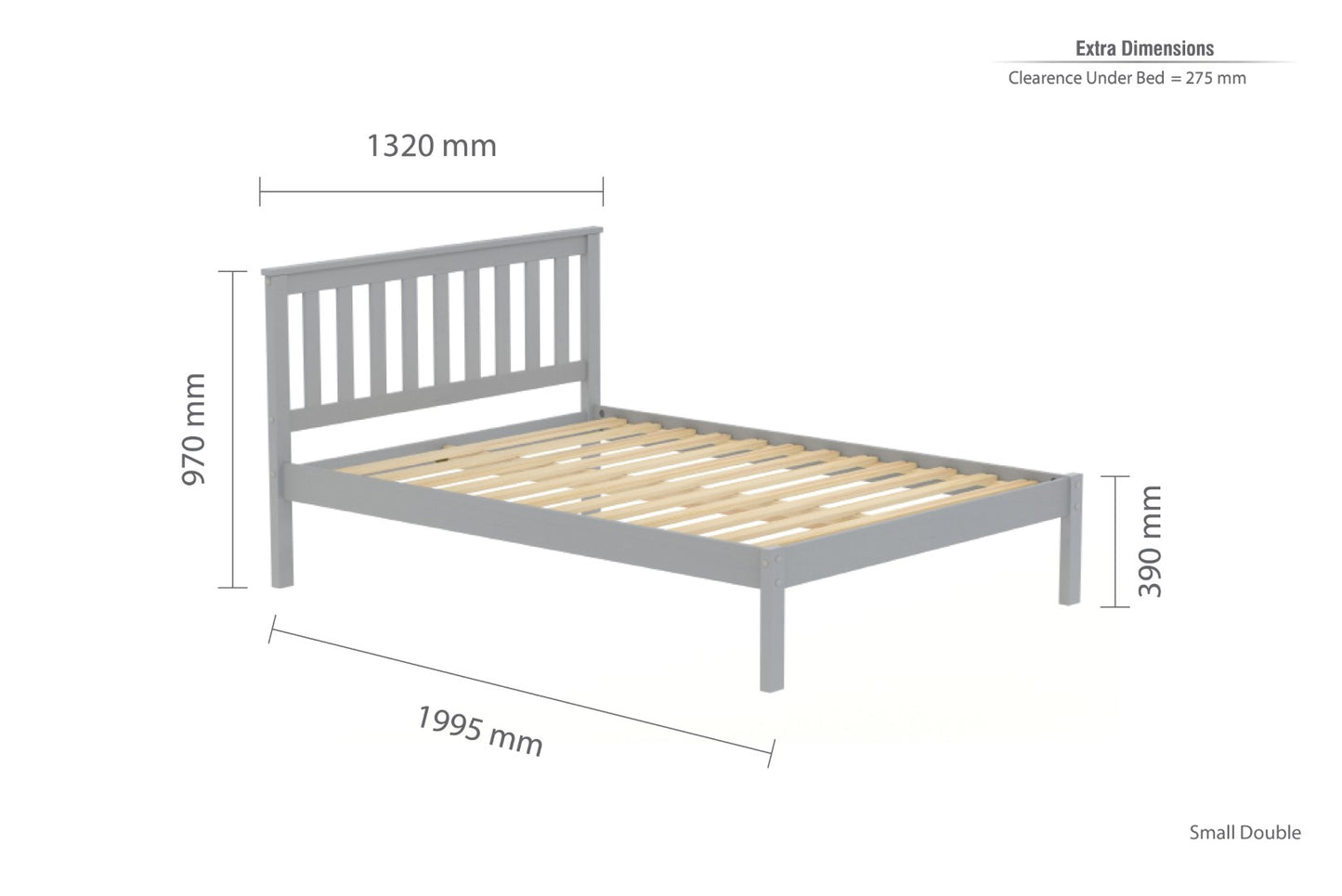 Birlea Denver 4ft Small Double Grey Pine Bed Frame