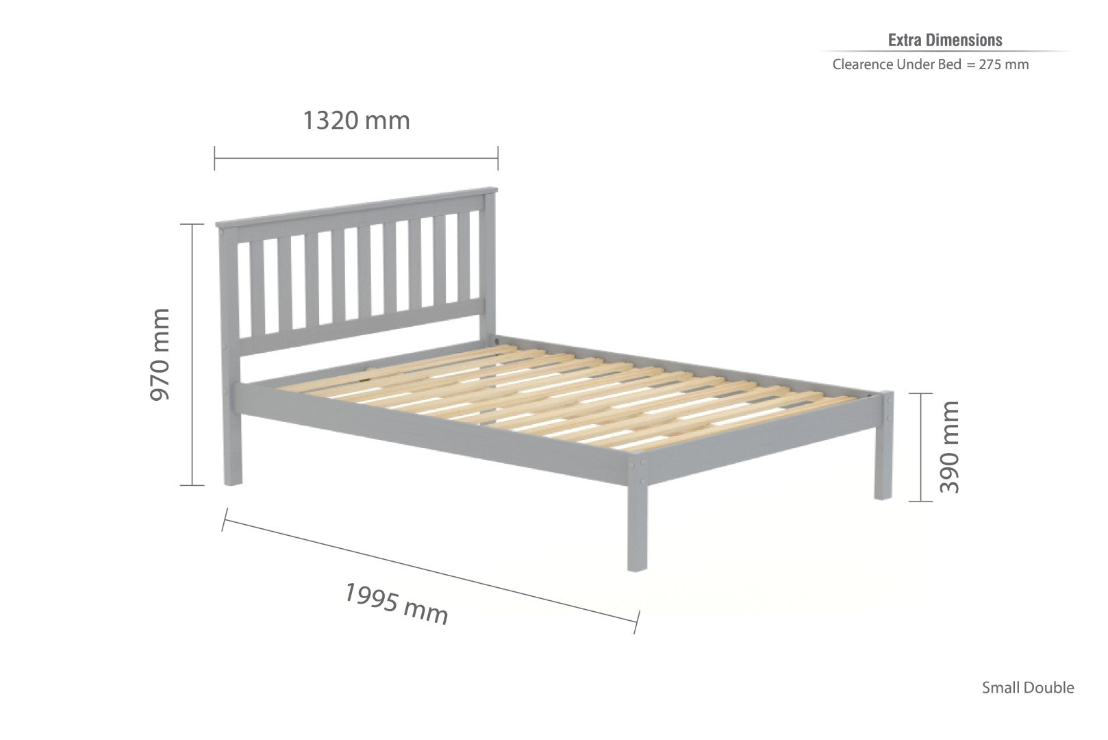Birlea Denver 4ft Small Double Grey Pine Bed Frame