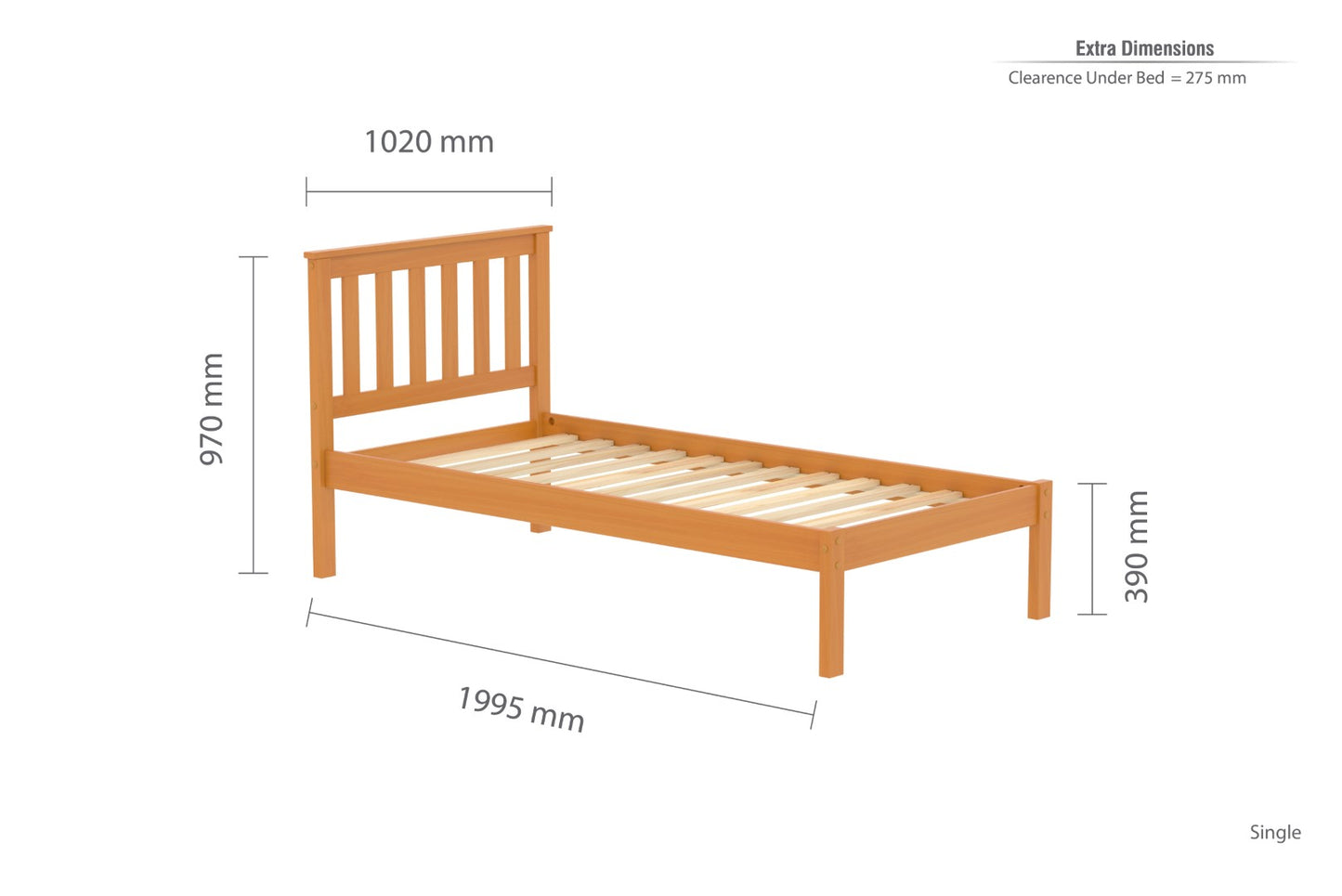 Birlea Denver 3ft Single Oak Pine Bed Frame