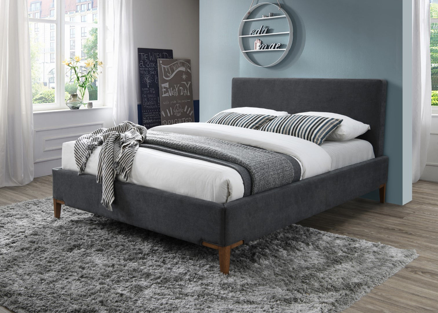 Time Living Durban 4ft6 Double Grey Fabric Bed Frame