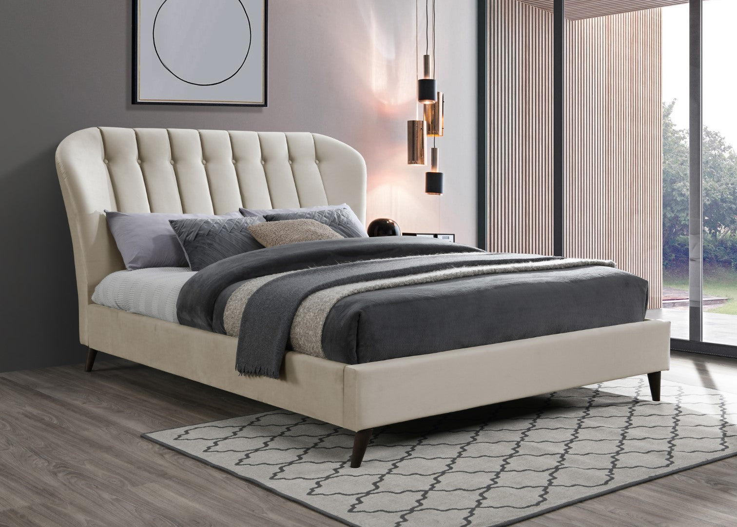 Birlea Elm 4ft Small Double Warm Stone Fabric Bed Frame