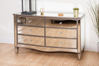 Birlea Elysee Glass 6 Drawer Wide Chest