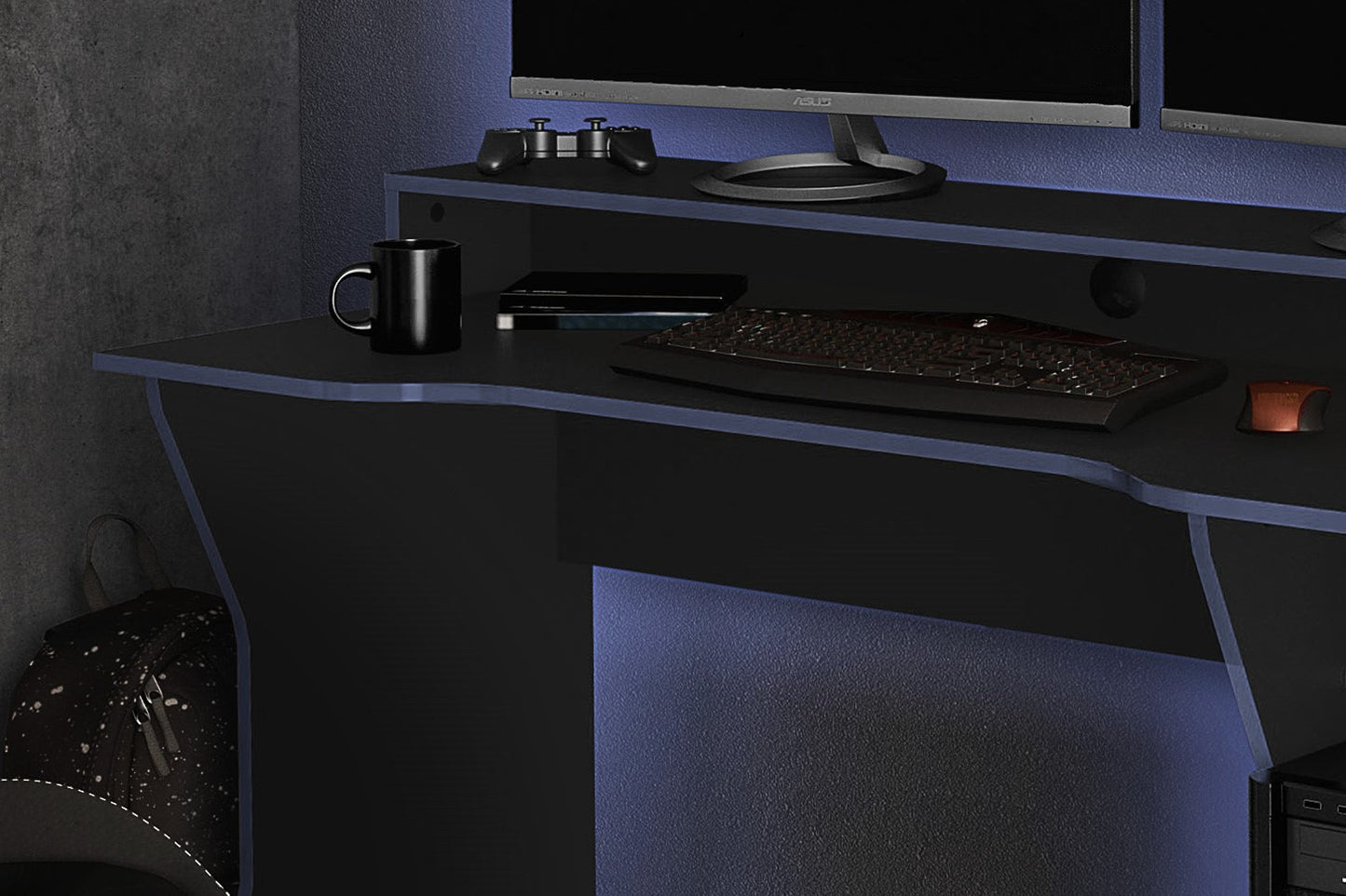 Birlea Enzo Black & Blue Gaming Computer Desk