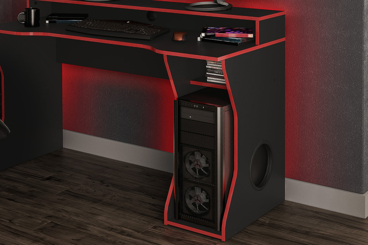 Birlea Enzo Black & Red Gaming Computer Desk