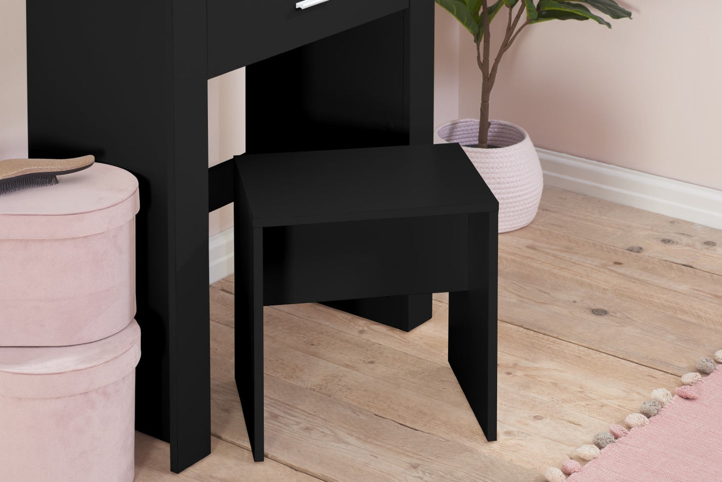 Birlea Evelyn Black 1 Drawer Sliding Mirror Dressing Table