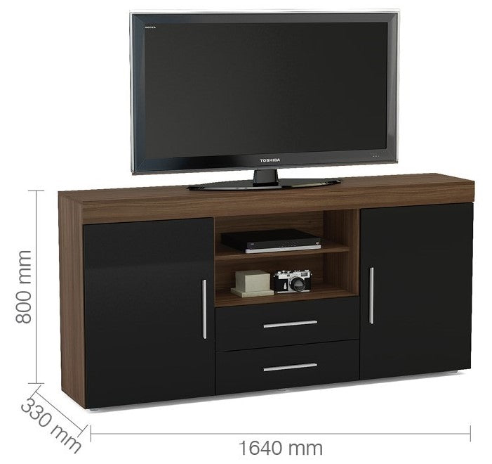 Birlea Edgeware Black 2 Door 2 Drawer Sideboard