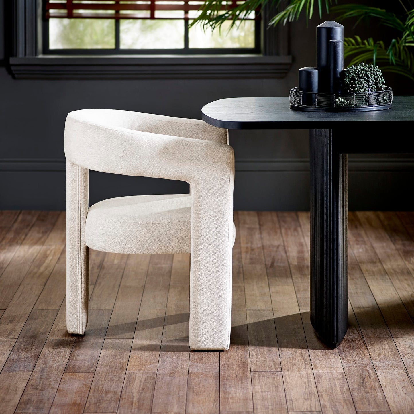 Elara Cream Chenille Upholstered Chair