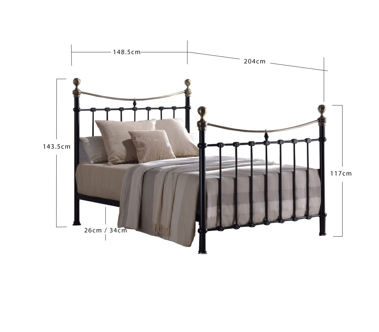 Time Living Elizabeth 4ft6 Double Black Metal Bed Frame