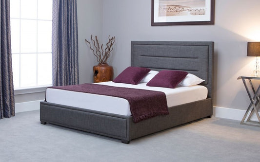 Emporia Kensington 6ft Super Kingsize Grey Linen Wing Fabric Ottoman Bed