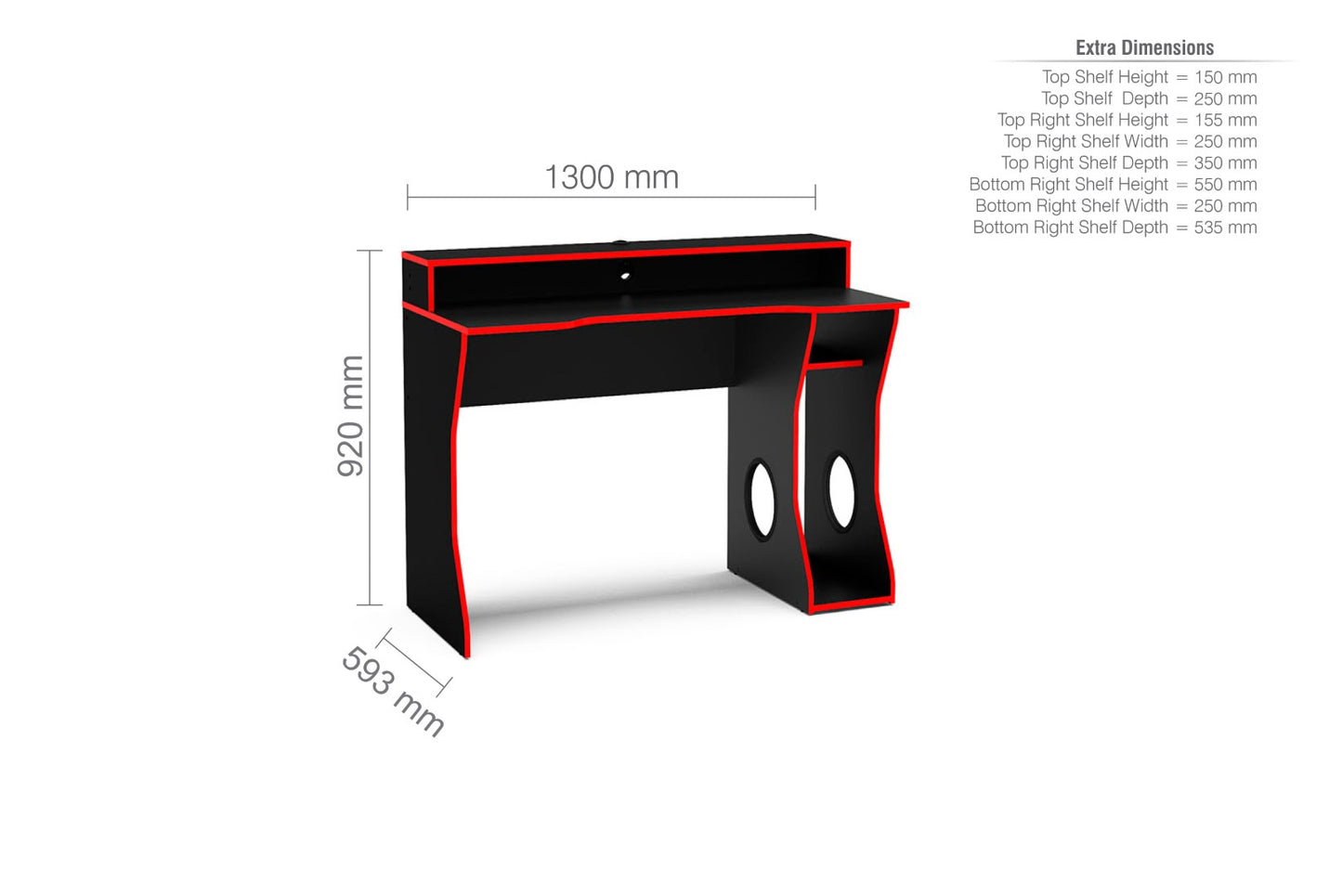 Birlea Enzo Black & Red Gaming Computer Desk