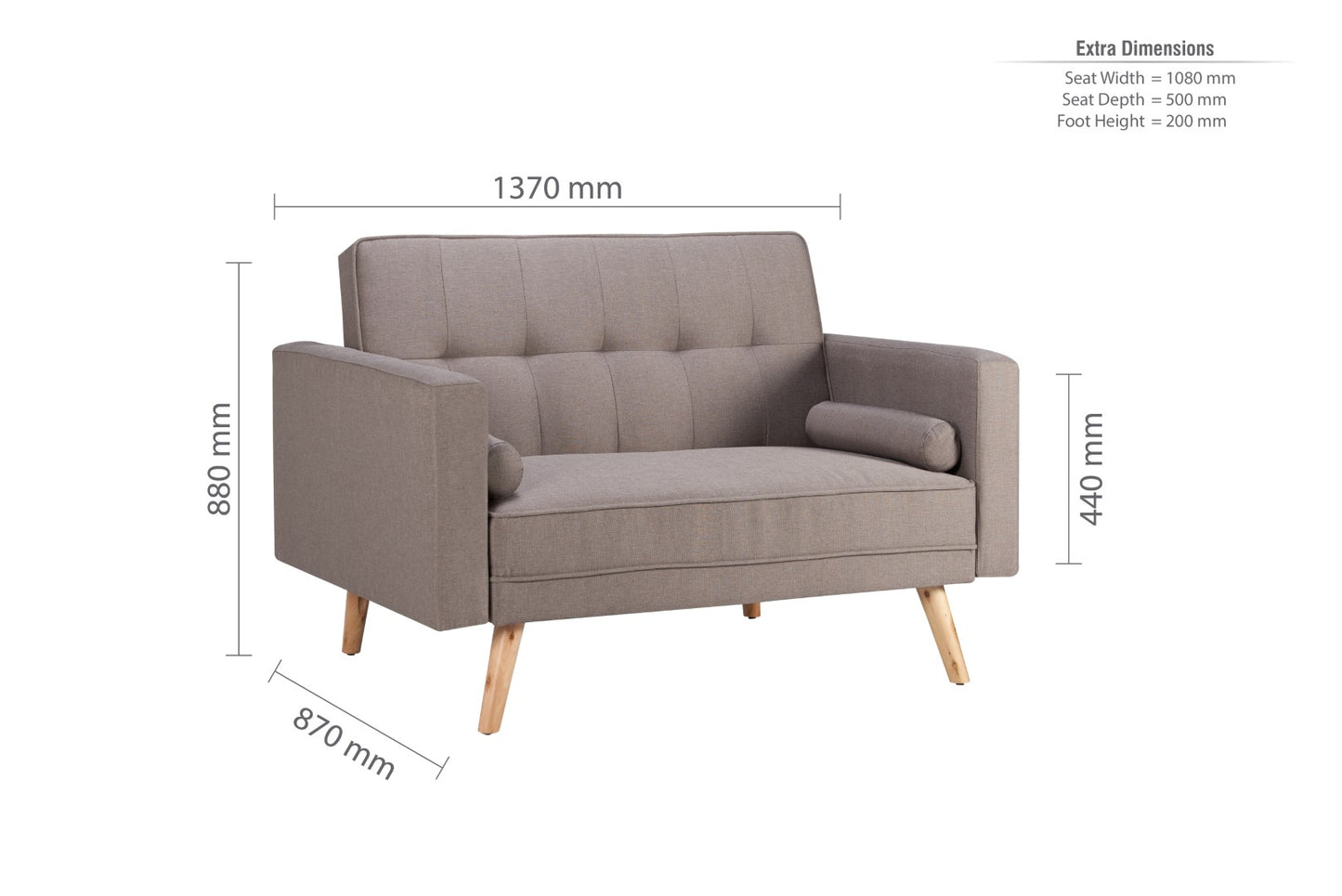 Birlea Ethan Grey Medium Sofa Bed