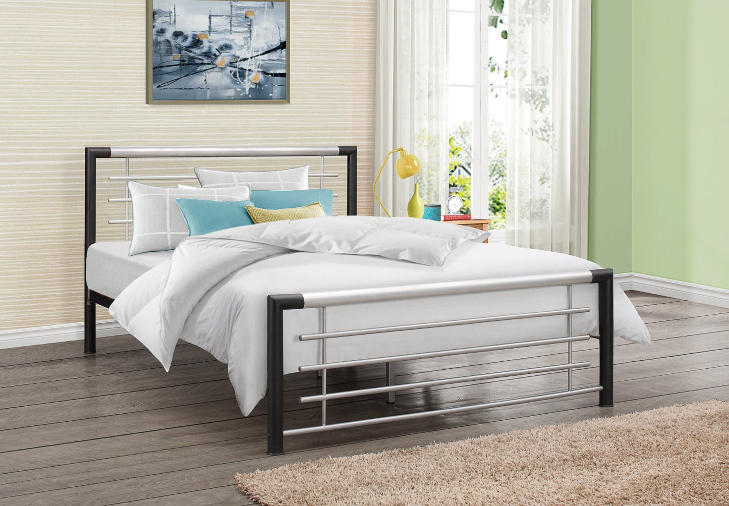 Birlea Faro 4ft6 Double Silver & Black Metal Bed Frame