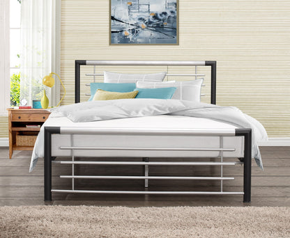 Birlea Faro 4ft Small Double Silver & Black Metal Bed Frame