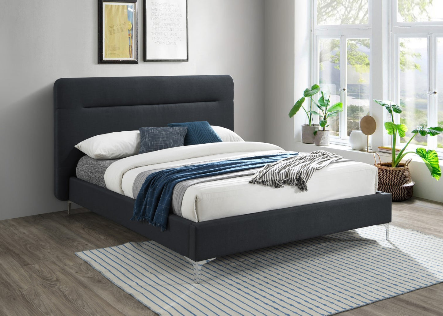 Birlea Finn 4ft6 Double Charcoal Fabric Bed Frame