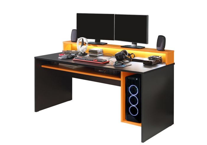 Flair Power Y Led Gaming Desk Orange and Black