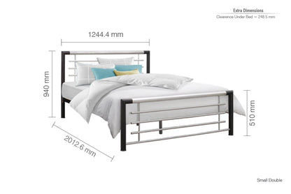 Birlea Faro 4ft Small Double Silver & Black Metal Bed Frame